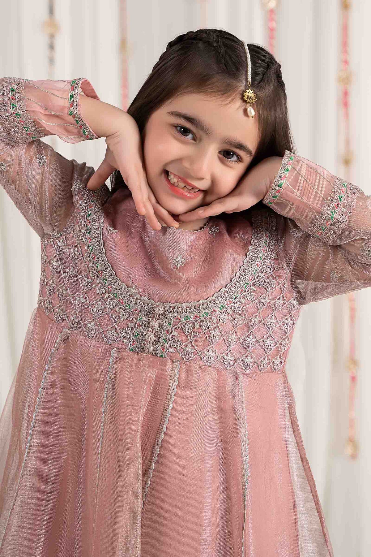Maria B | 3 Piece Embroidered Zari Net Suit | MKS-EF25-01 by Maria Faisal - Registered Vendor of : Maria B - type : Kids Clothes - 100% original wedding dresses