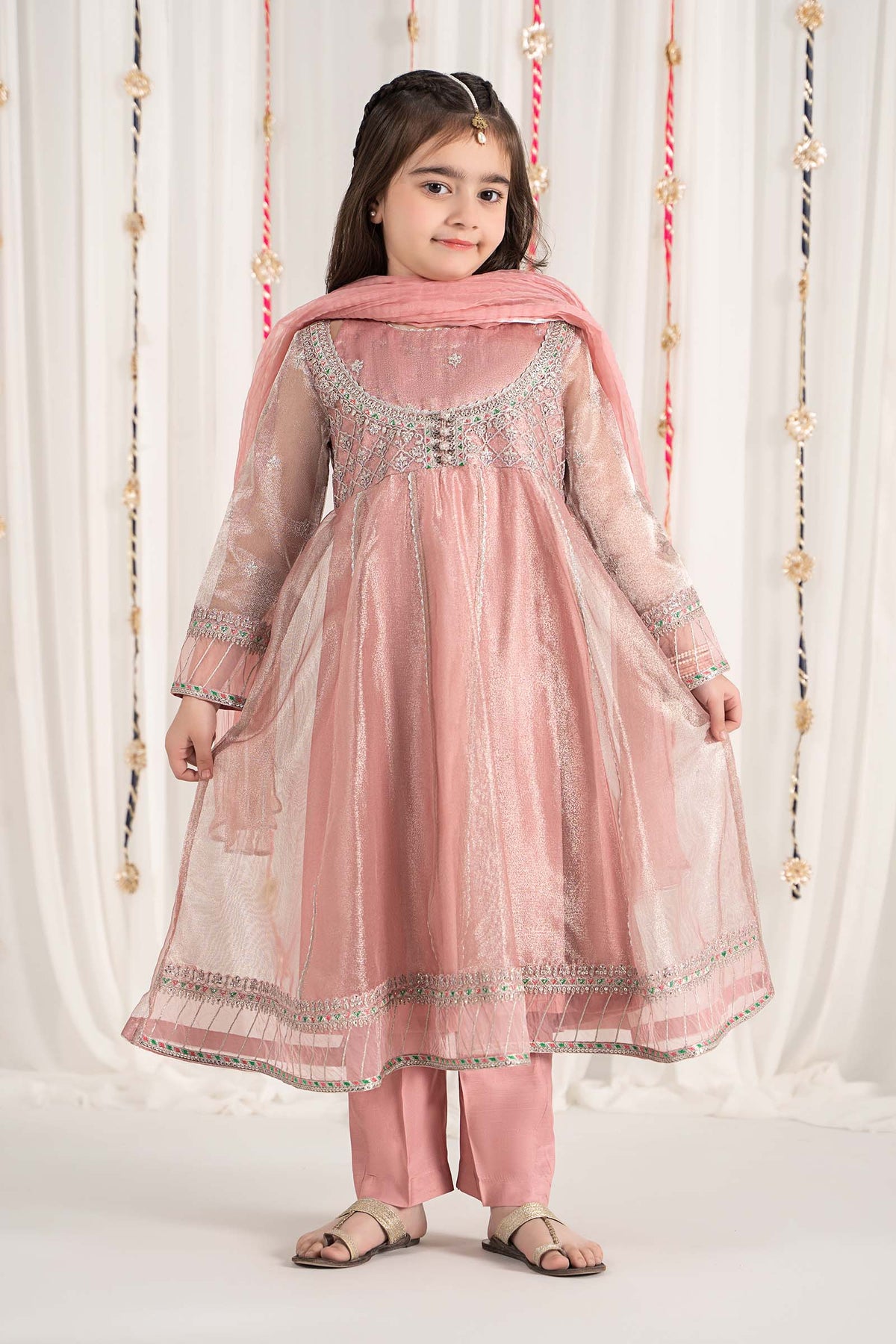 Maria B | 3 Piece Embroidered Zari Net Suit | MKS-EF25-01 by Maria Faisal - Registered Vendor of : Maria B - type : Kids Clothes - 100% original wedding dresses