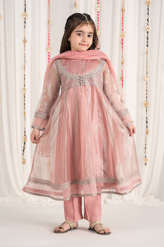 Maria B | 3 Piece Embroidered Zari Net Suit | MKS-EF25-01 by Maria Faisal - Registered Vendor of : Maria B - type : Kids Clothes - 100% original wedding dresses