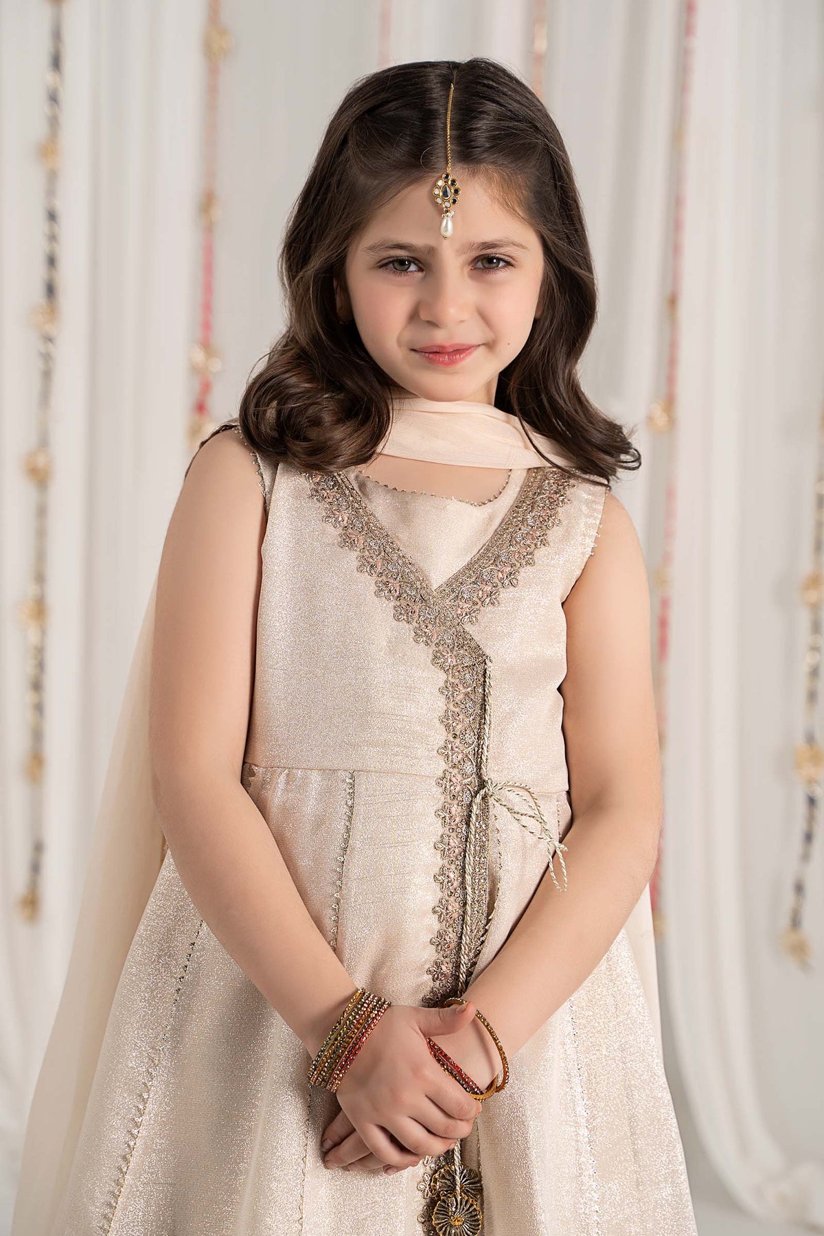 Maria B | 3 Piece Embroidered Cotton Staple Zari Suit | MKS-EF25-04 by Maria Faisal - Registered Vendor of : Maria B - type : Kids Clothes - 100% original wedding dresses