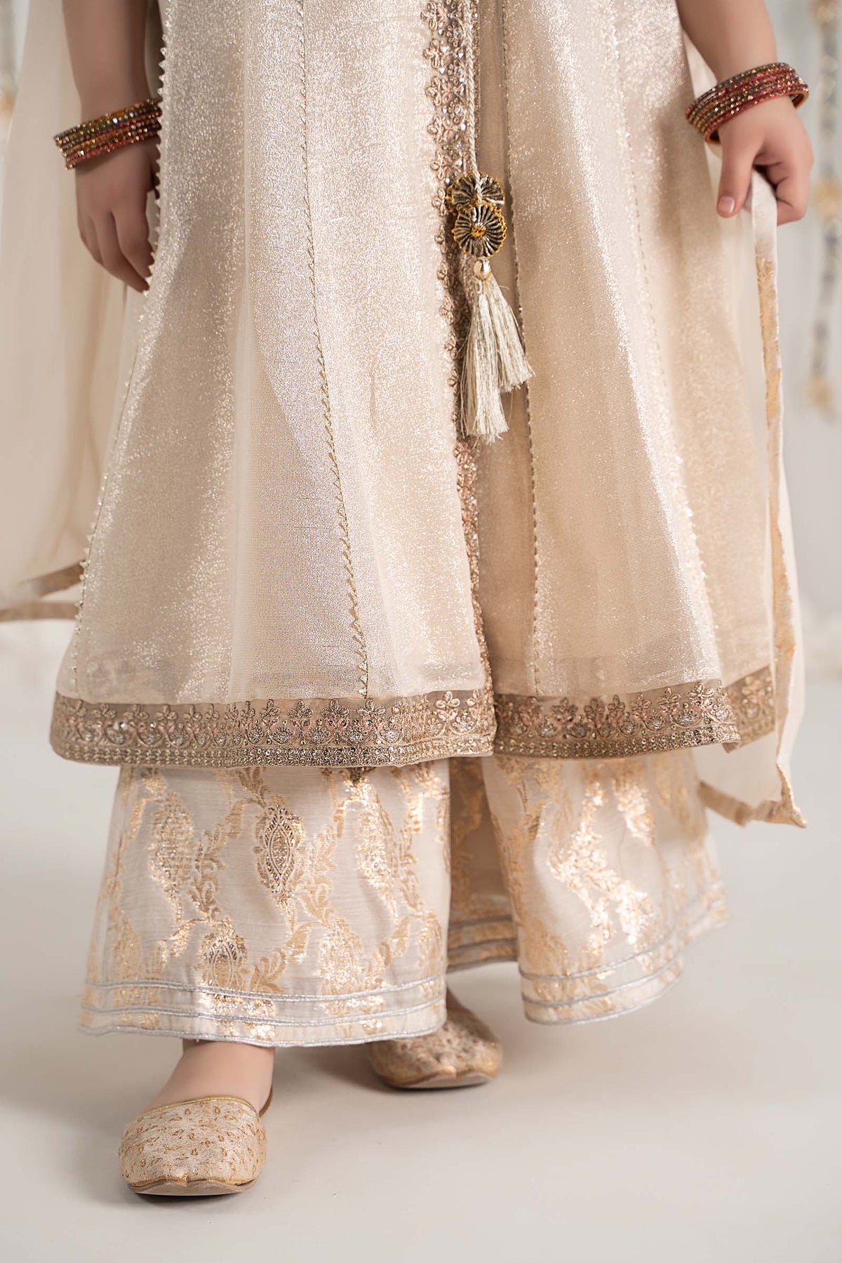 Maria B | 3 Piece Embroidered Cotton Staple Zari Suit | MKS-EF25-04 by Maria Faisal - Registered Vendor of : Maria B - type : Kids Clothes - 100% original wedding dresses