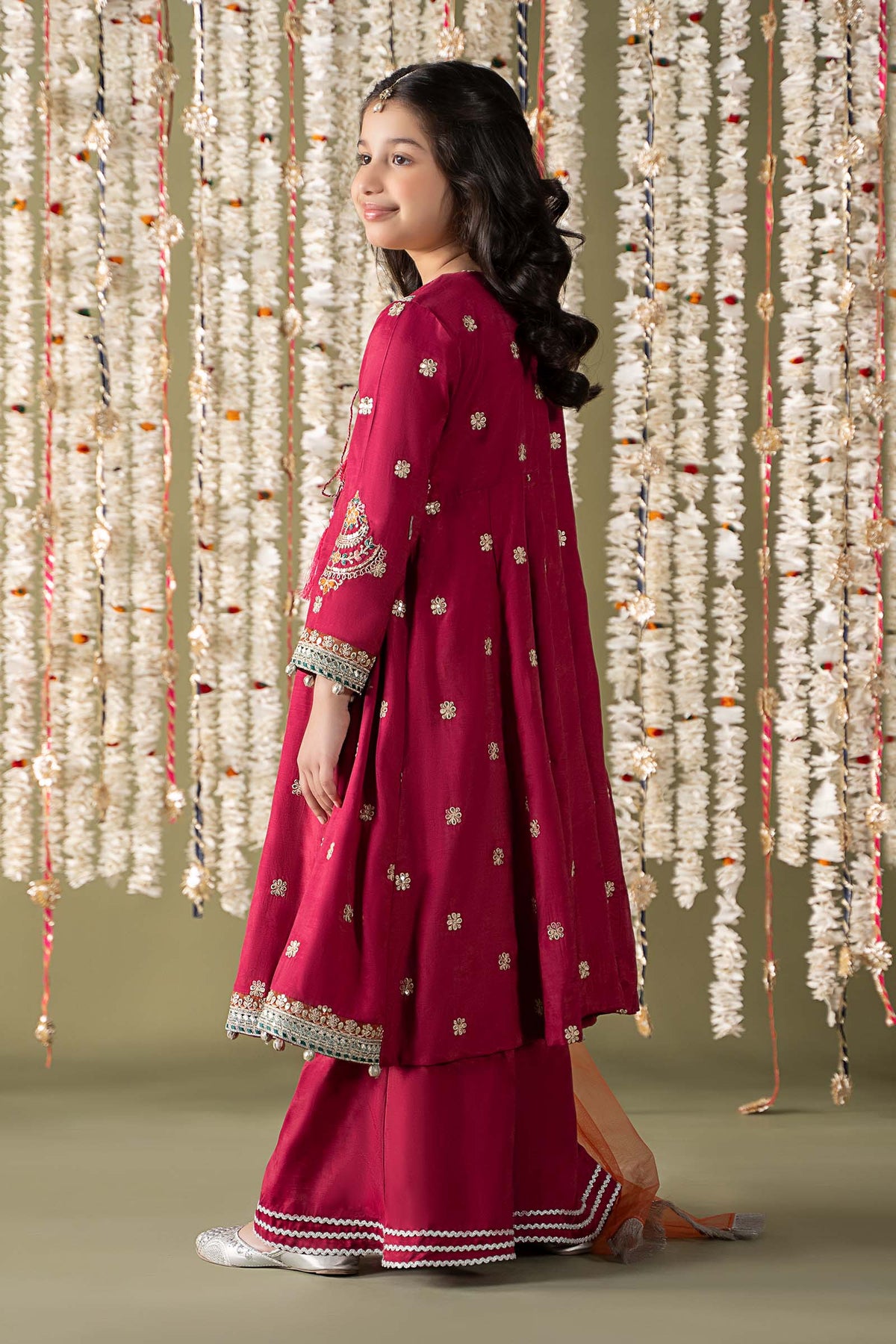 Maria B | 3 Piece Embroidered Raw Silk Suit | MKS-EF25-07 by Maria Faisal - Registered Vendor of : Maria B - type : Kids Clothes - 100% original wedding dresses