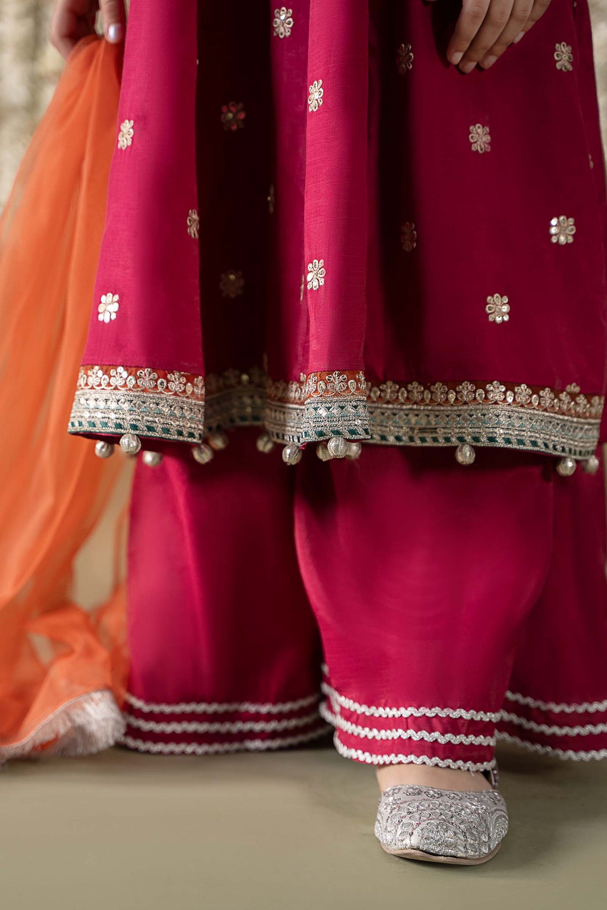 Maria B | 3 Piece Embroidered Raw Silk Suit | MKS-EF25-07 by Maria Faisal - Registered Vendor of : Maria B - type : Kids Clothes - 100% original wedding dresses
