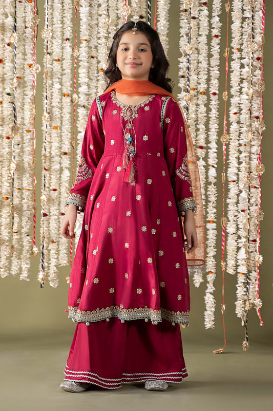 3 Piece Embroidered Raw Silk Suit - Kids Clothes - available at Maria Faisal in UK and USA