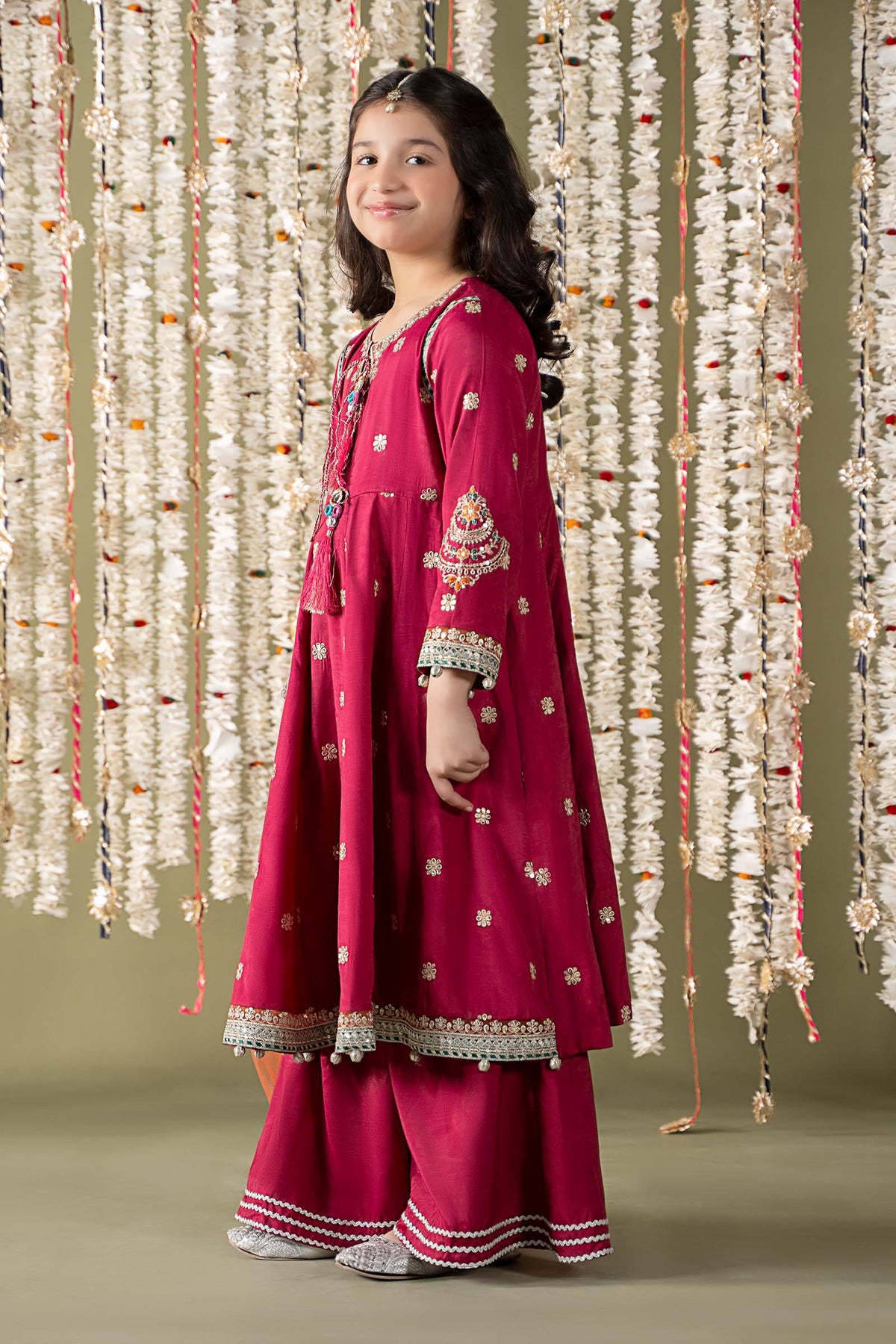 Maria B | 3 Piece Embroidered Raw Silk Suit | MKS-EF25-07 by Maria Faisal - Registered Vendor of : Maria B - type : Kids Clothes - 100% original wedding dresses