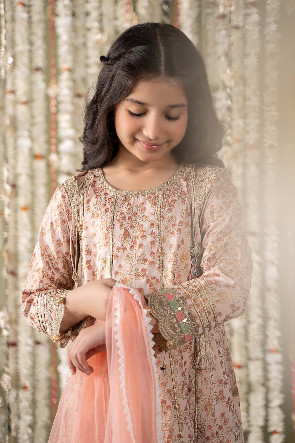 Maria B | 3 Piece Embroidered Cotton Satin Suit | MKS-EF25-08 by Maria Faisal - Registered Vendor of : Maria B - type : Kids Clothes - 100% original wedding dresses