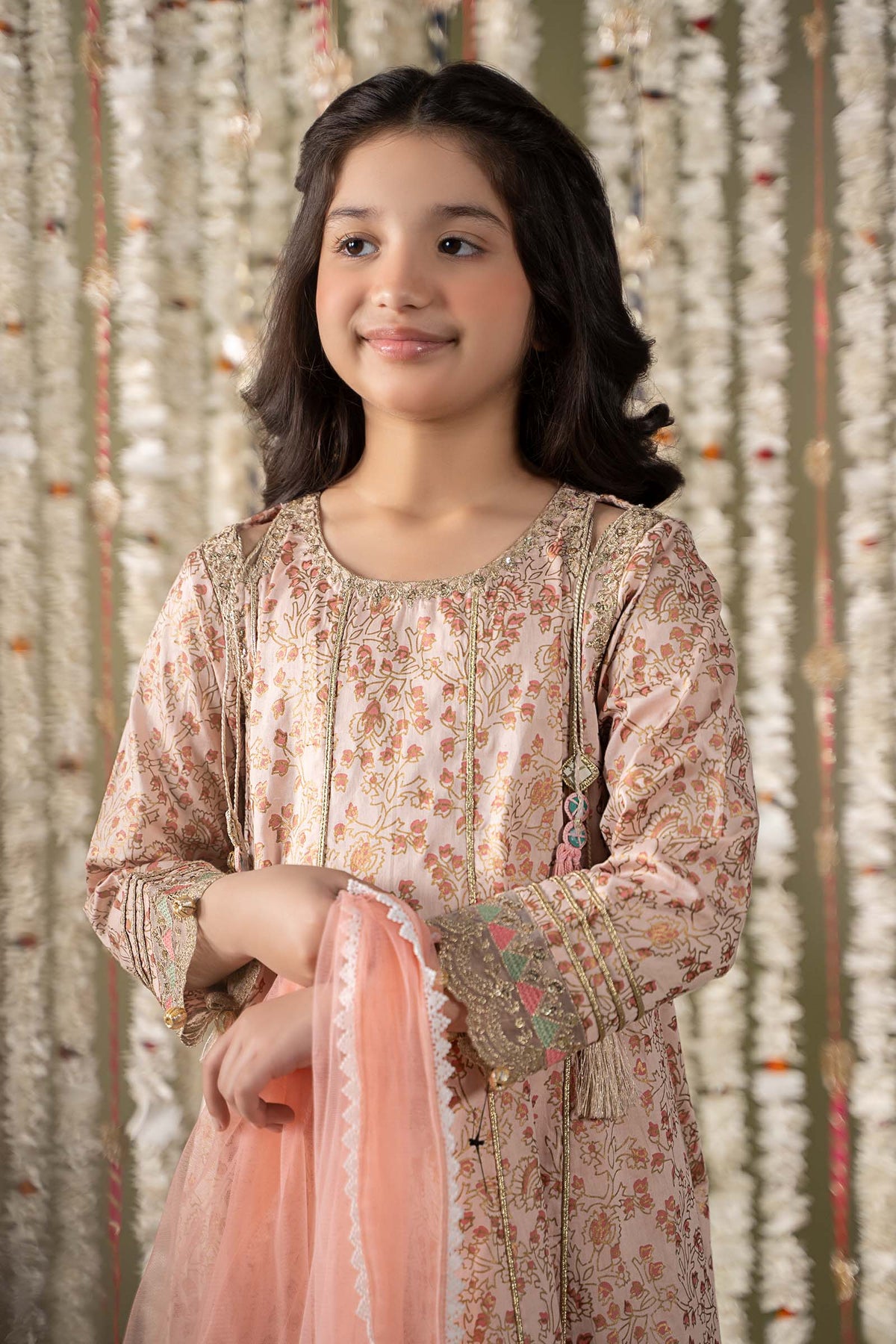 Maria B | 3 Piece Embroidered Cotton Satin Suit | MKS-EF25-08 by Maria Faisal - Registered Vendor of : Maria B - type : Kids Clothes - 100% original wedding dresses