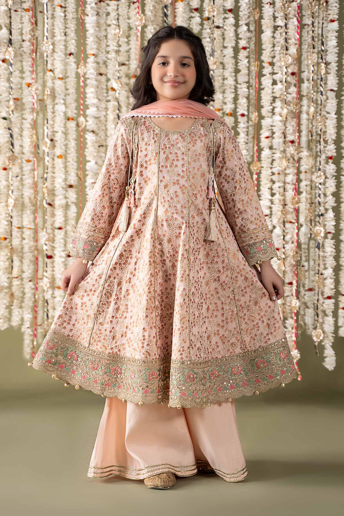 Maria B | 3 Piece Embroidered Cotton Satin Suit | MKS-EF25-08 by Maria Faisal - Registered Vendor of : Maria B - type : Kids Clothes - 100% original wedding dresses