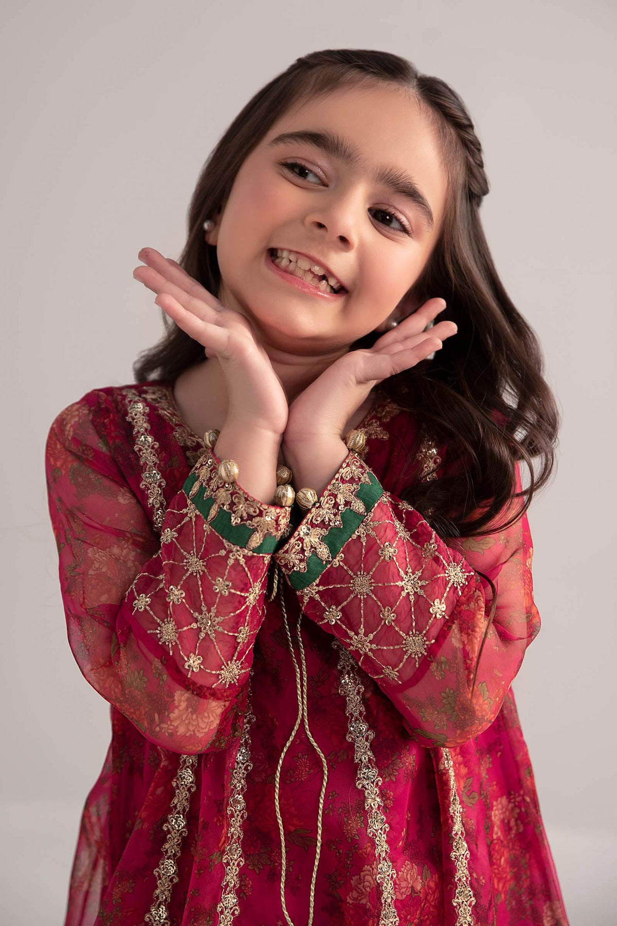 3 Piece Embroidered Poly Organza Suit - Kids Clothes - available at Maria Faisal in UK and USA