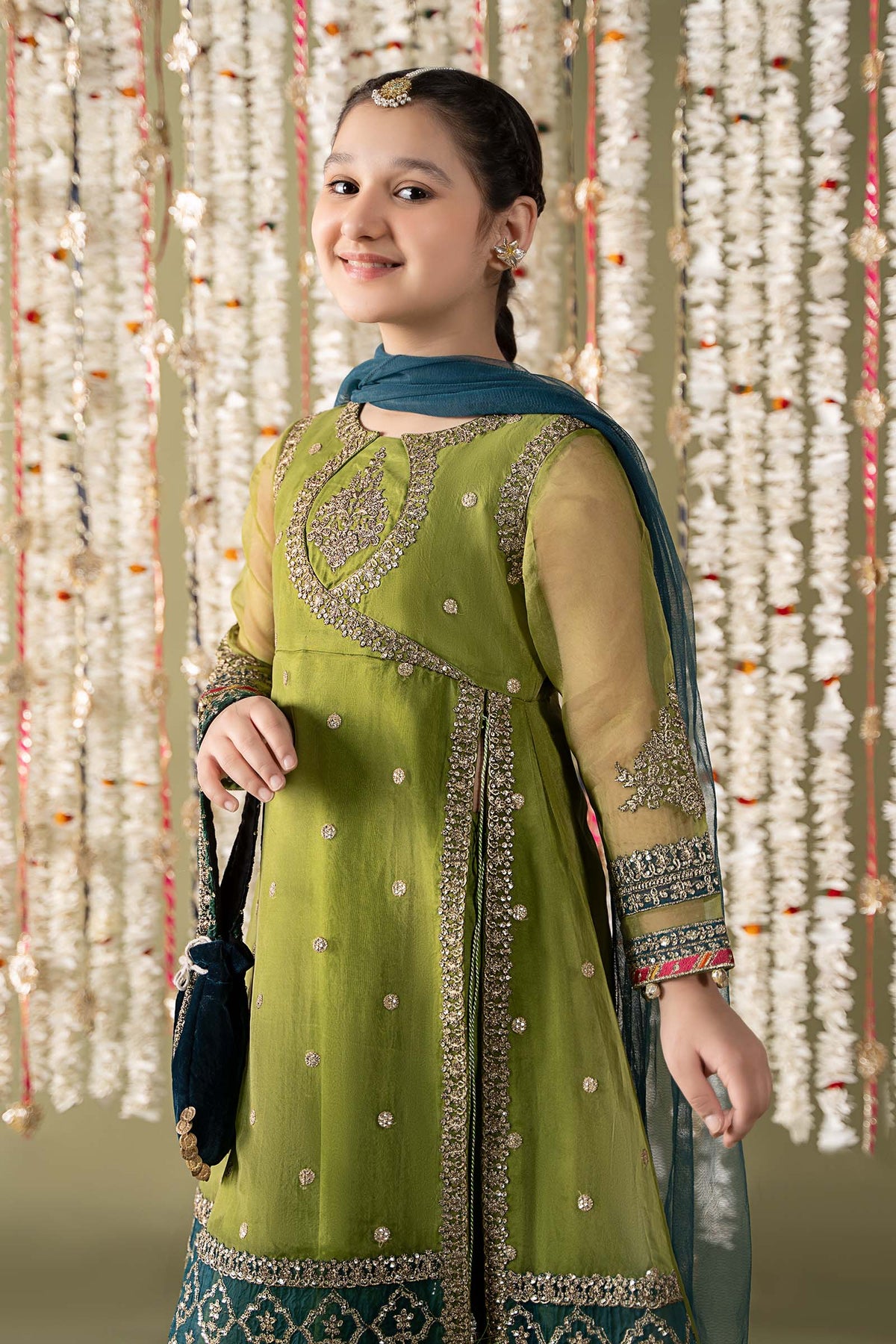 Maria B | 3 Piece Embroidered Organza Suit | MKS-EF25-21 by Maria Faisal - Registered Vendor of : Maria B - type : Kids Clothes - 100% original wedding dresses
