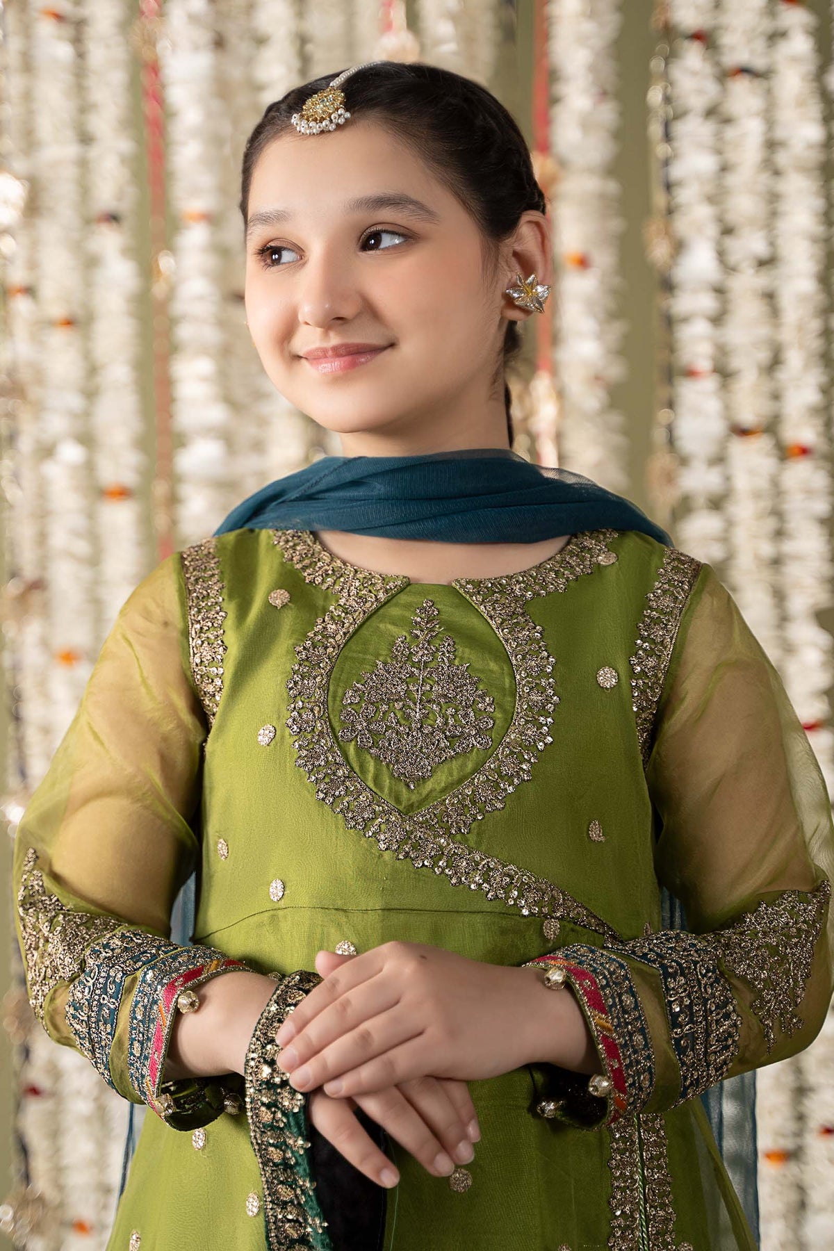 Maria B | 3 Piece Embroidered Organza Suit | MKS-EF25-21 by Maria Faisal - Registered Vendor of : Maria B - type : Kids Clothes - 100% original wedding dresses