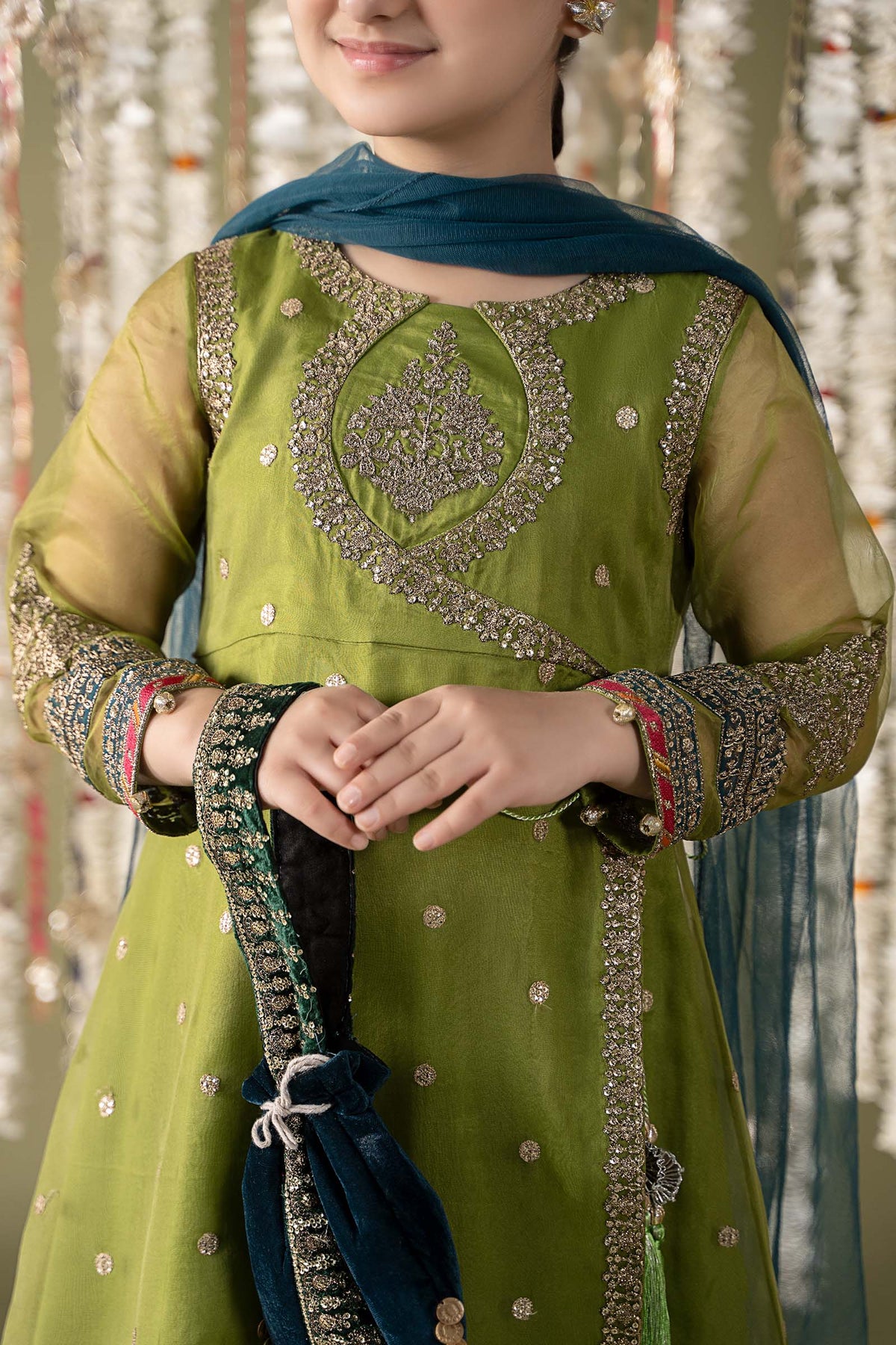 3 Piece Embroidered Organza Suit - Kids Clothes - available at Maria Faisal in UK and USA