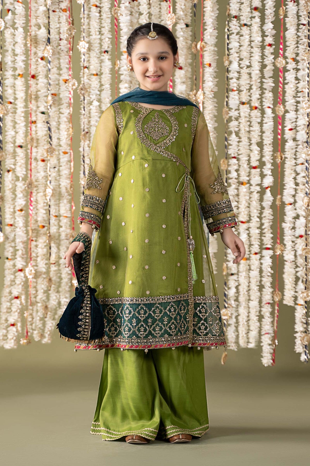 3 Piece Embroidered Organza Suit - Kids Clothes - available at Maria Faisal in UK and USA