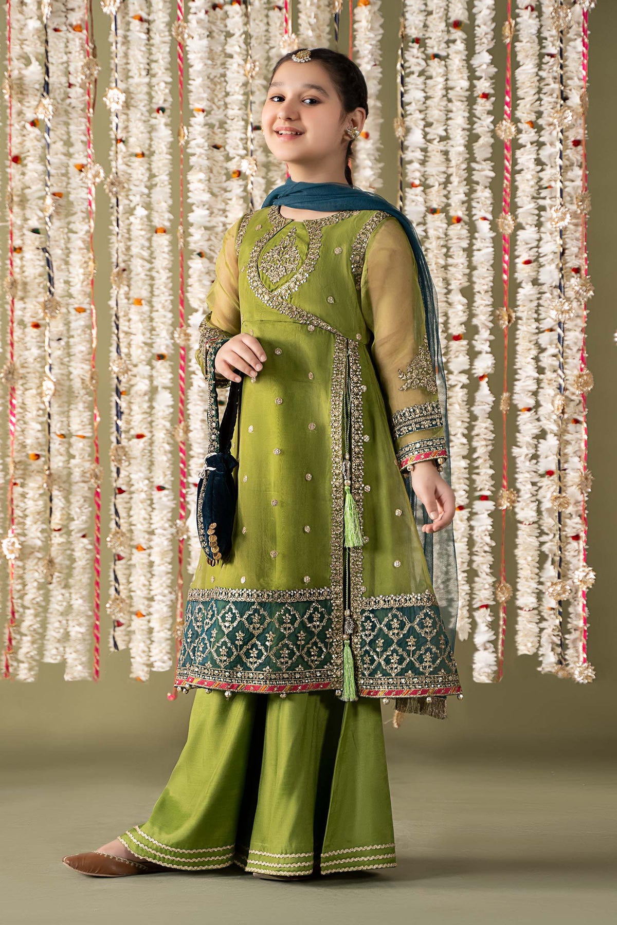 3 Piece Embroidered Organza Suit - Kids Clothes - available at Maria Faisal in UK and USA