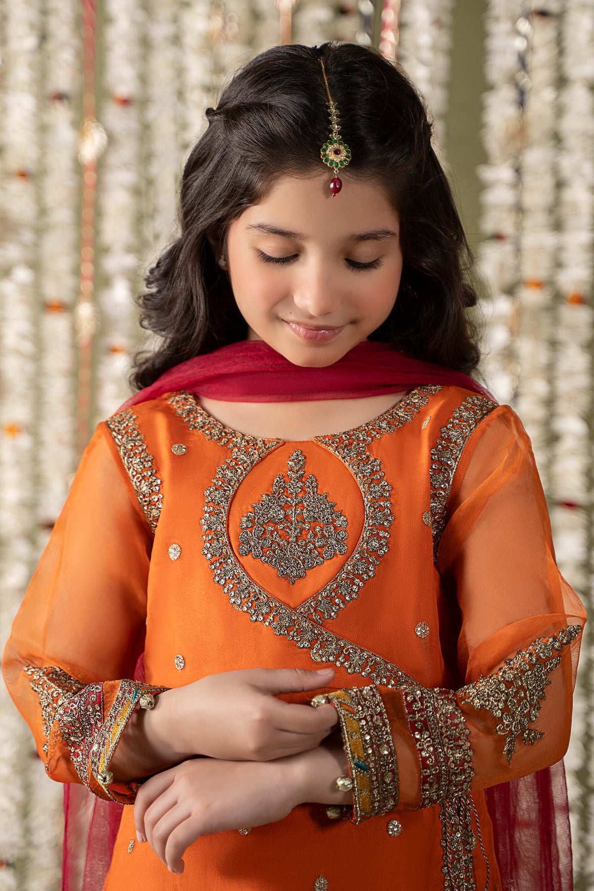 Maria B | 3 Piece Embroidered Organza Suit | MKS-EF25-21 by Maria Faisal - Registered Vendor of : Maria B - type : Kids Clothes - 100% original wedding dresses