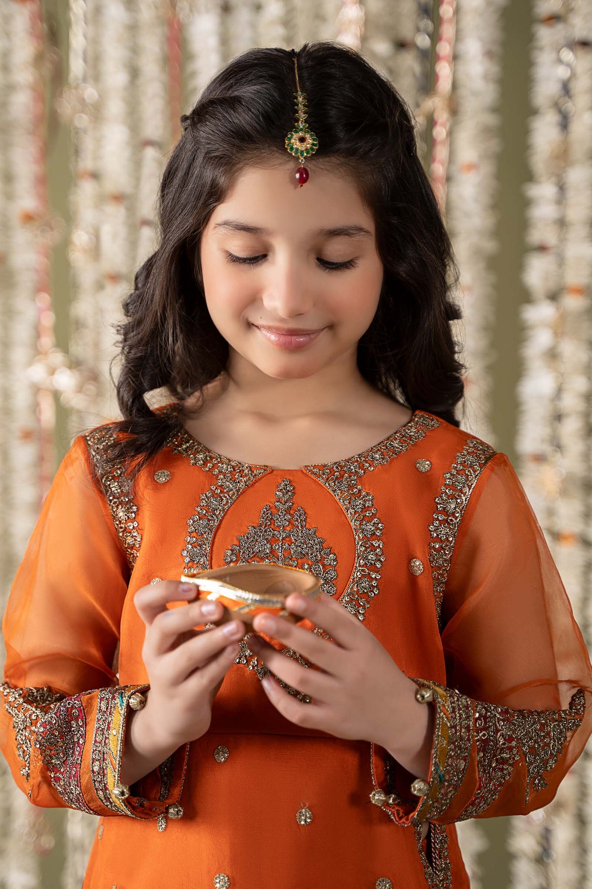 Maria B | 3 Piece Embroidered Organza Suit | MKS-EF25-21 by Maria Faisal - Registered Vendor of : Maria B - type : Kids Clothes - 100% original wedding dresses