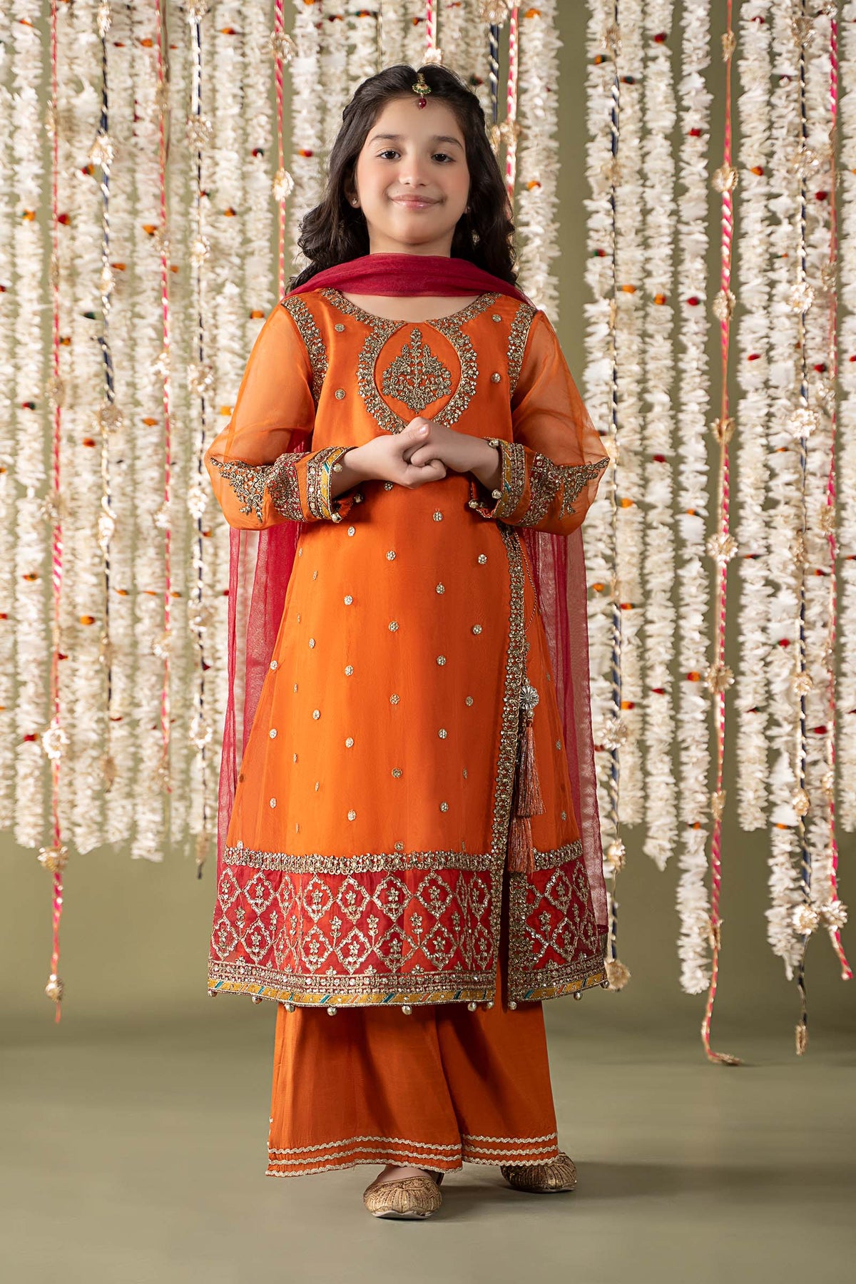 Maria B | 3 Piece Embroidered Organza Suit | MKS-EF25-21 by Maria Faisal - Registered Vendor of : Maria B - type : Kids Clothes - 100% original wedding dresses