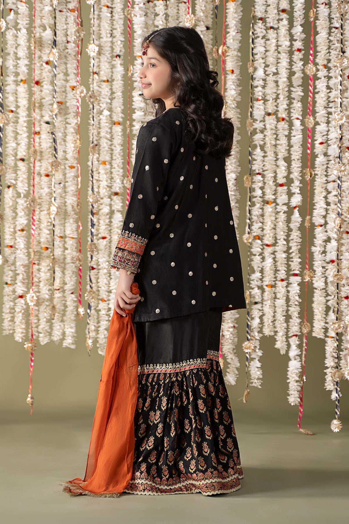 Maria B | 3 Piece Embroidered Raw Silk Suit | MKS-EF25-25 by Maria Faisal - Registered Vendor of : Maria B - type : Kids Clothes - 100% original wedding dresses
