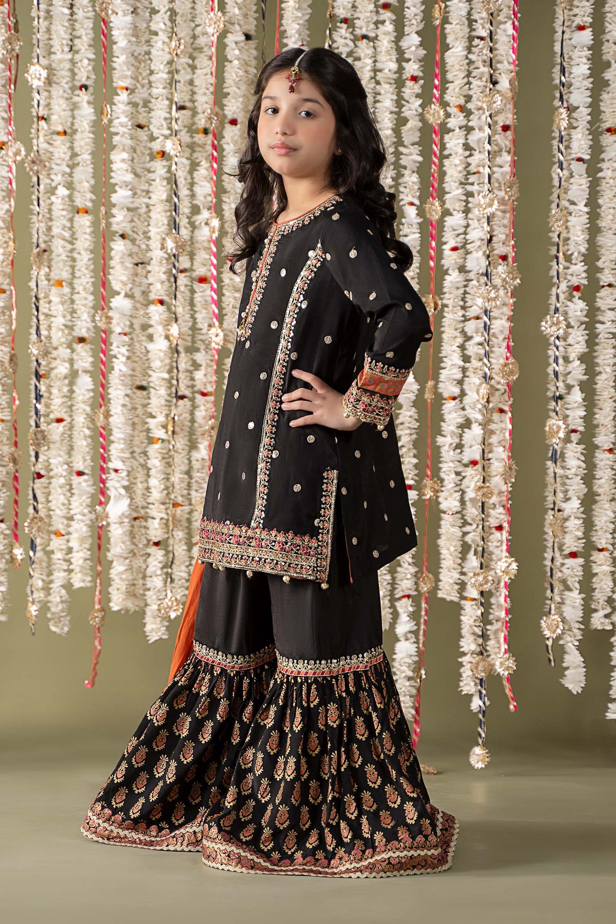 Maria B | 3 Piece Embroidered Raw Silk Suit | MKS-EF25-25 by Maria Faisal - Registered Vendor of : Maria B - type : Kids Clothes - 100% original wedding dresses