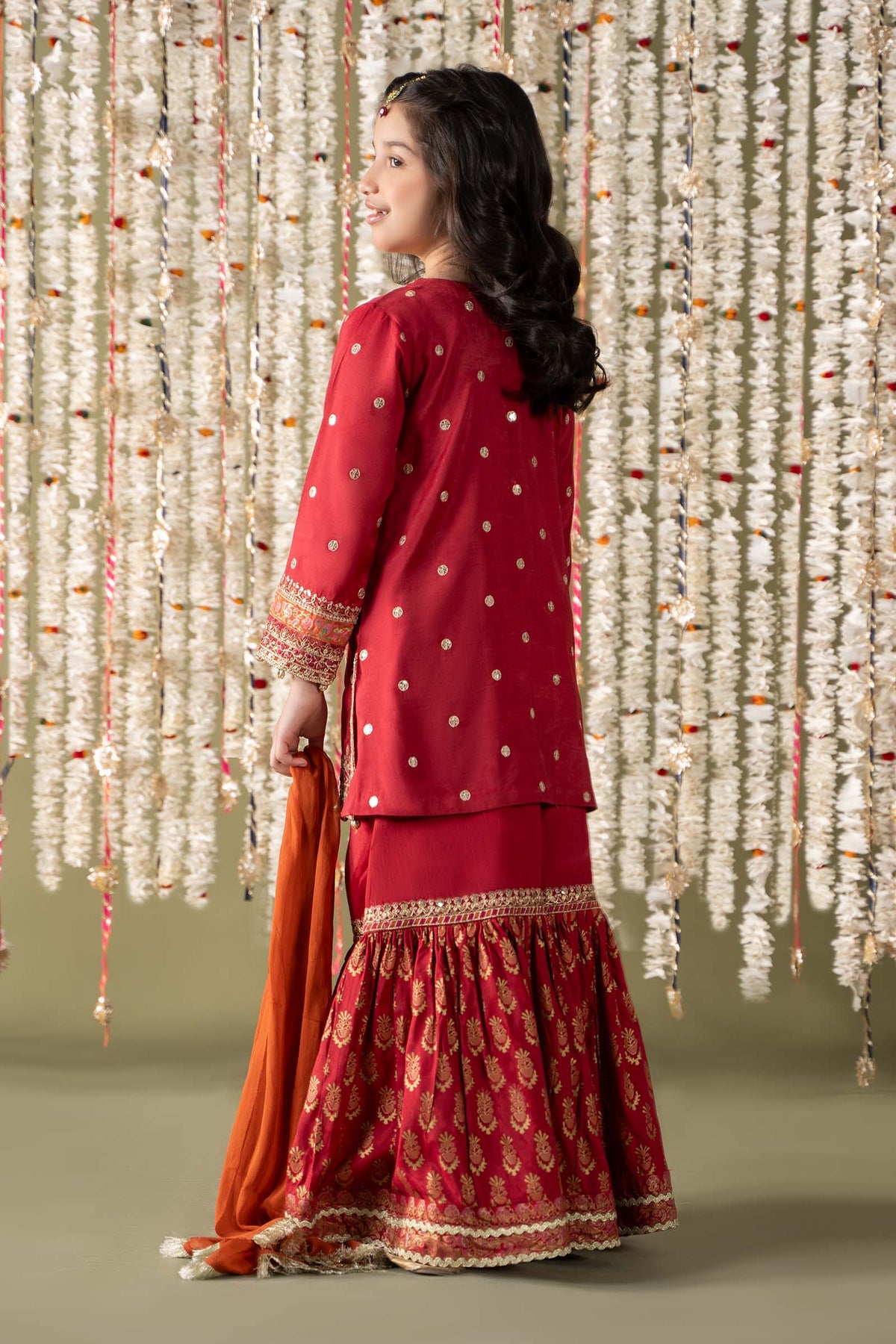 Maria B | 3 Piece Embroidered Raw Silk Suit | MKS-EF25-25 by Maria Faisal - Registered Vendor of : Maria B - type : Kids Clothes - 100% original wedding dresses