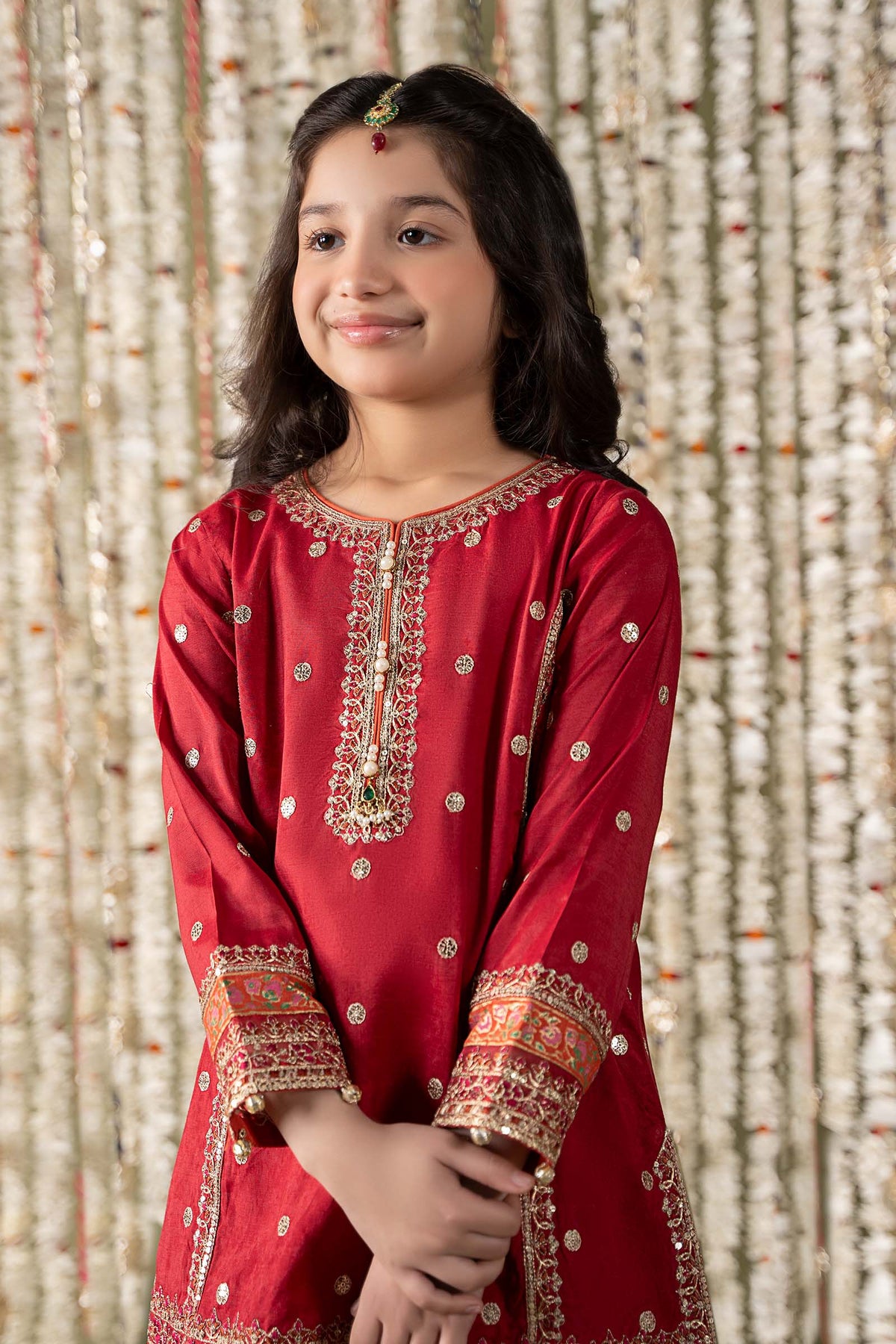 Maria B | 3 Piece Embroidered Raw Silk Suit | MKS-EF25-25 by Maria Faisal - Registered Vendor of : Maria B - type : Kids Clothes - 100% original wedding dresses