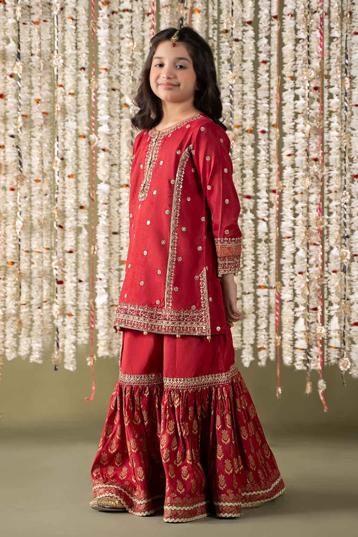 Maria B | 3 Piece Embroidered Raw Silk Suit | MKS-EF25-25 by Maria Faisal - Registered Vendor of : Maria B - type : Kids Clothes - 100% original wedding dresses