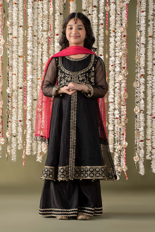 Maria B | 3 Piece Embroidered Organza Suit | MKS-EF25-32 by Maria Faisal - Registered Vendor of : Maria B - type : Kids Clothes - 100% original wedding dresses