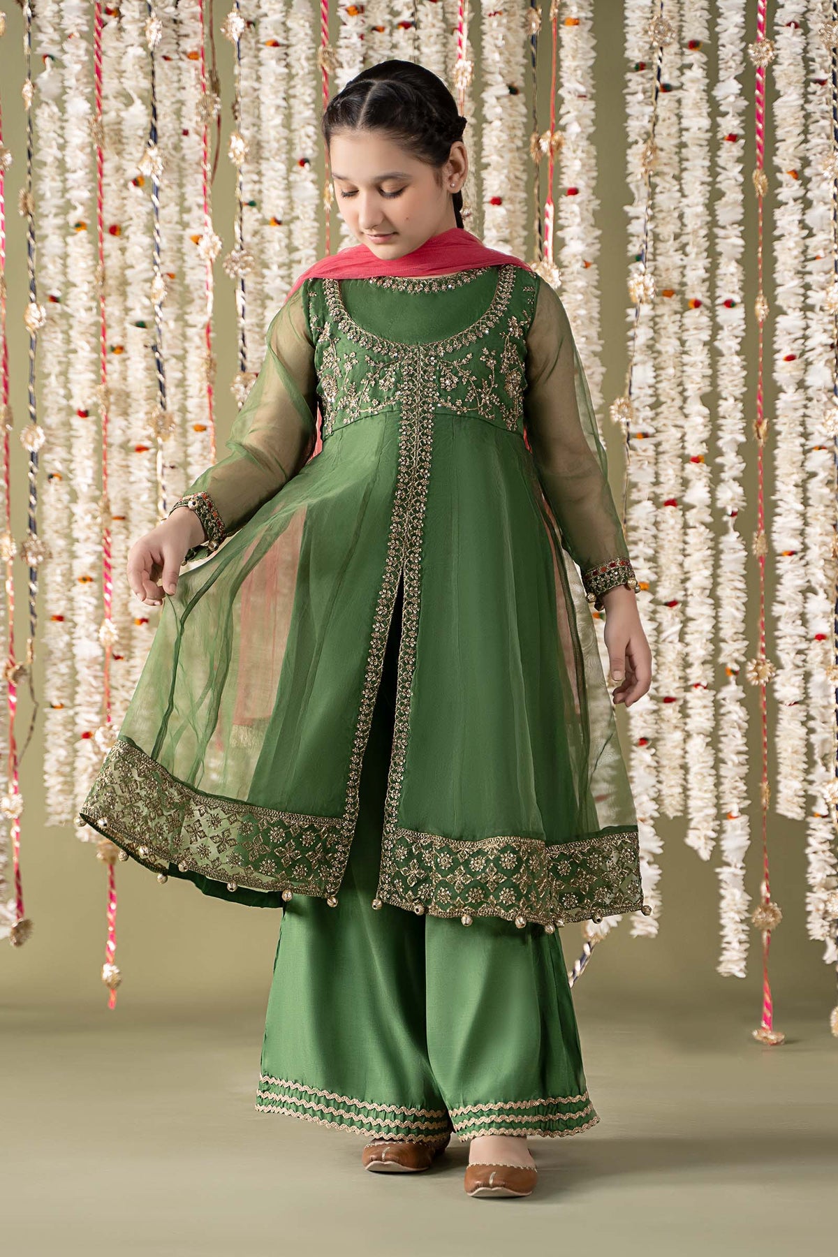 3 Piece Embroidered Organza Suit - Kids Clothes - available at Maria Faisal in UK and USA