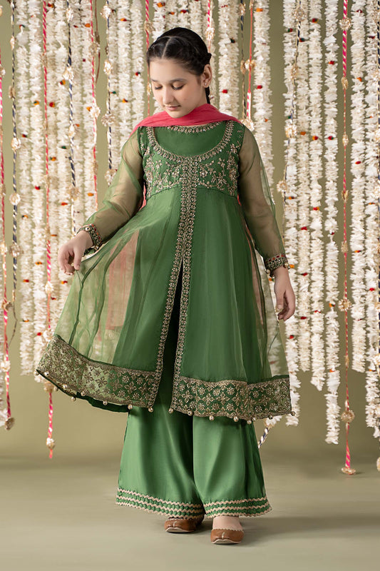 Maria B | 3 Piece Embroidered Organza Suit | MKS-EF25-32 by Maria Faisal - Registered Vendor of : Maria B - type : Kids Clothes - 100% original wedding dresses