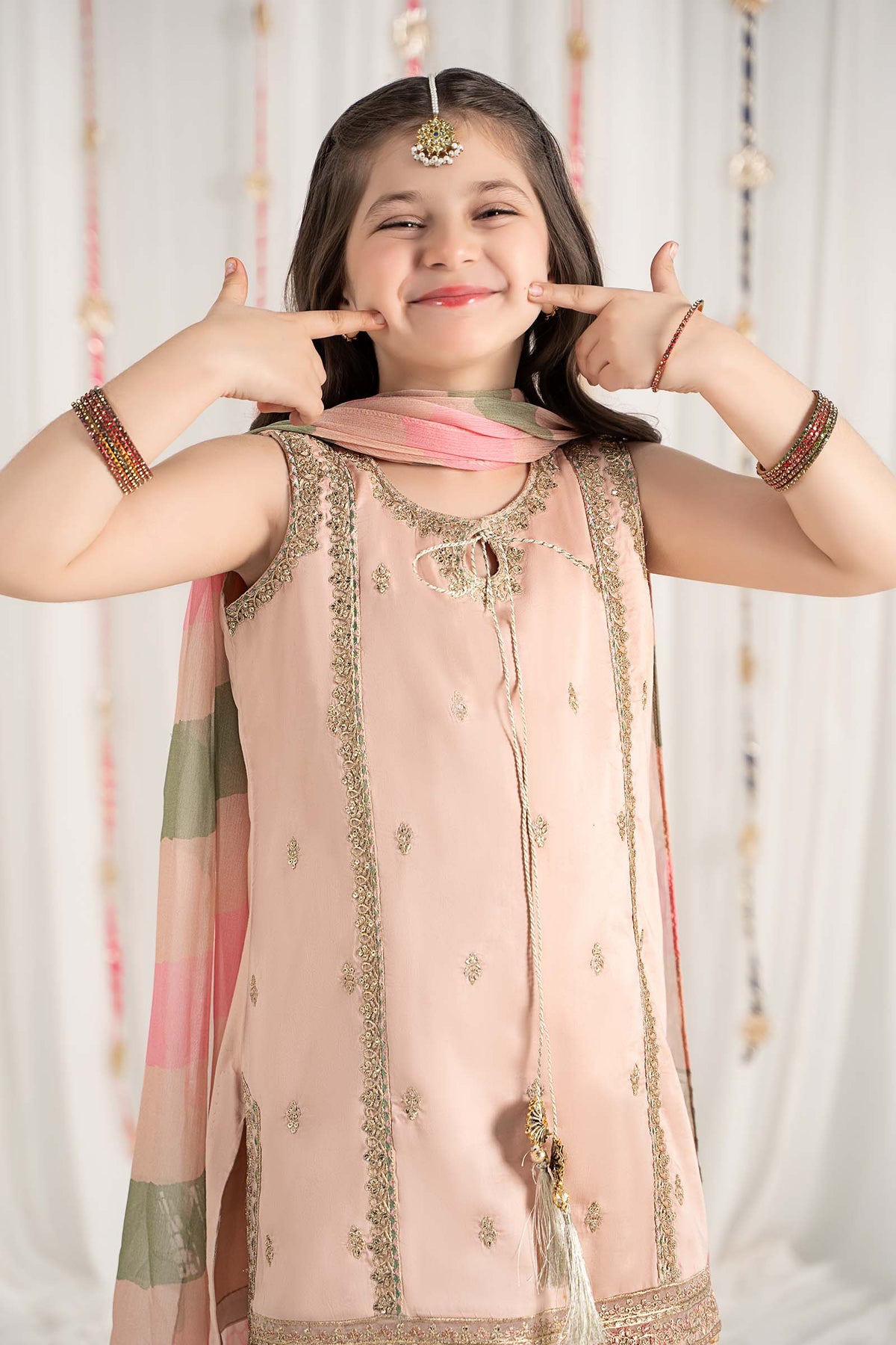 Maria B | 3 Piece Embroidered Cotton Satin Suit | MKS-EF25-35 by Maria Faisal - Registered Vendor of : Maria B - type : Kids Clothes - 100% original wedding dresses