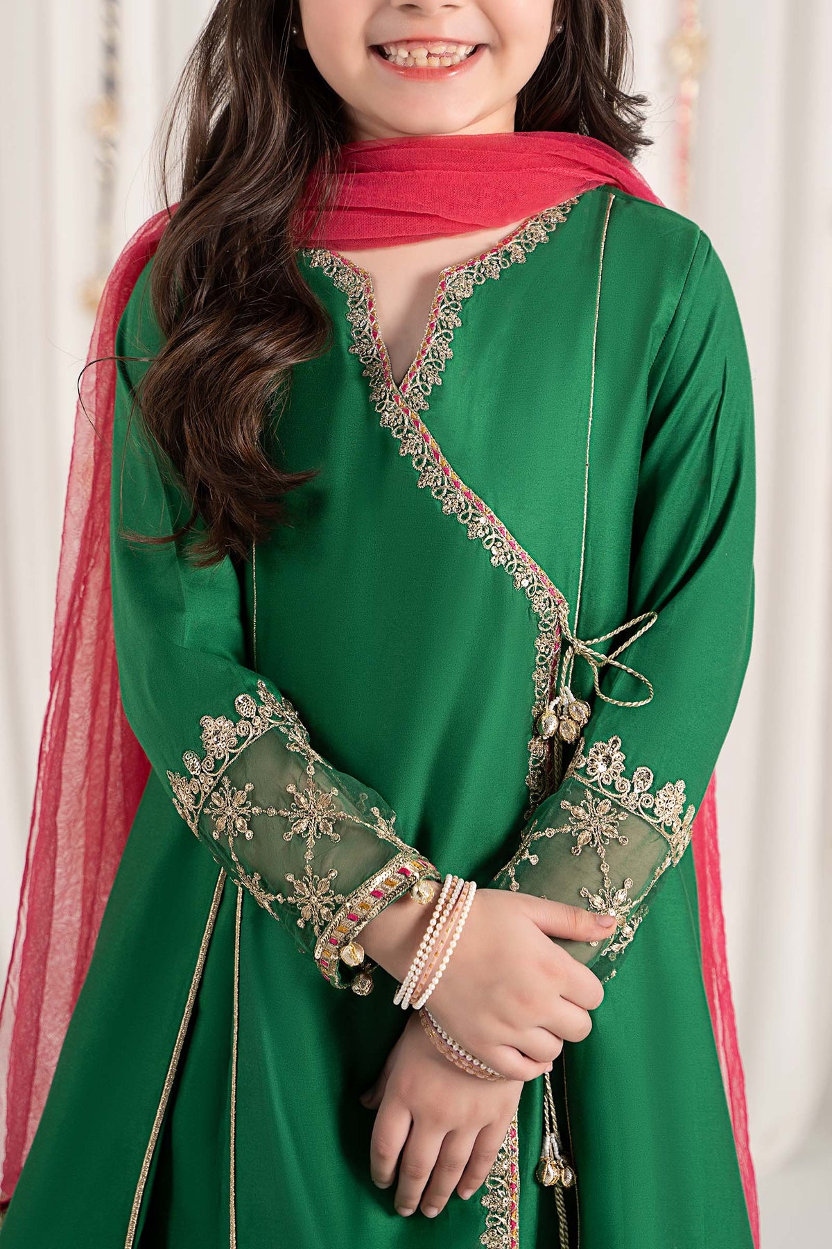 Maria B | 3 Piece Embroidered Cotton Satin Suit | MKS-EF25-41 by Maria Faisal - Registered Vendor of : Maria B - type : Kids Clothes - 100% original wedding dresses