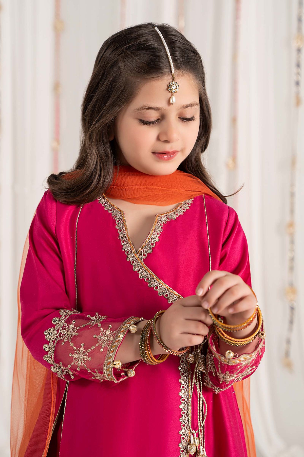 3 Piece Embroidered Cotton Satin Suit - Kids Clothes - available at Maria Faisal in UK and USA
