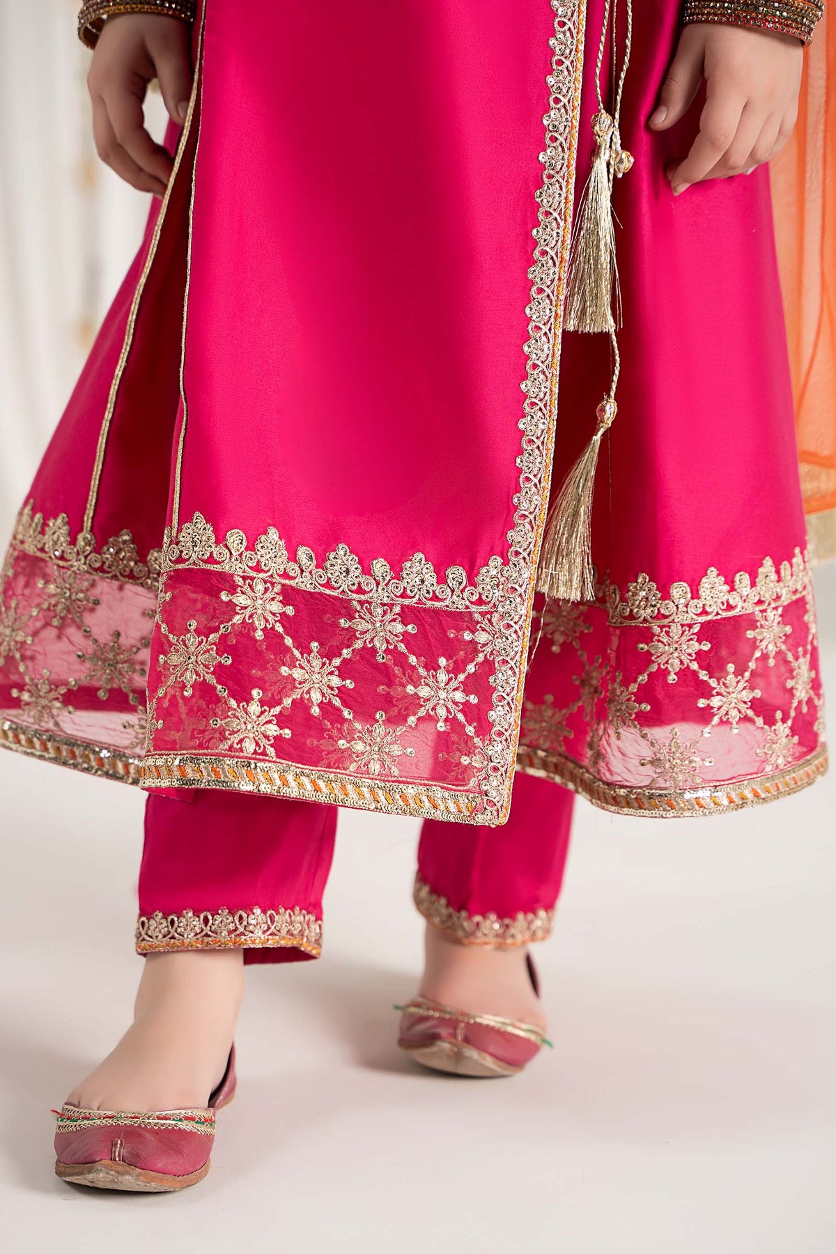 3 Piece Embroidered Cotton Satin Suit - Kids Clothes - available at Maria Faisal in UK and USA