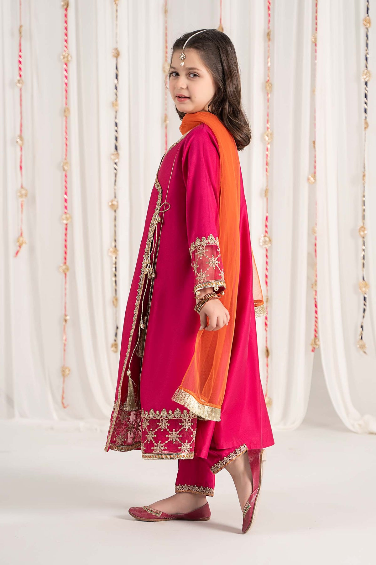 3 Piece Embroidered Cotton Satin Suit - Kids Clothes - available at Maria Faisal in UK and USA