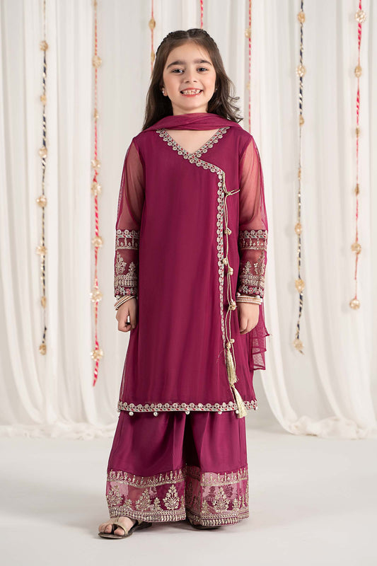 3 Piece Embroidered Polyester Net Suit - Kids Clothes - available at Maria Faisal in UK and USA