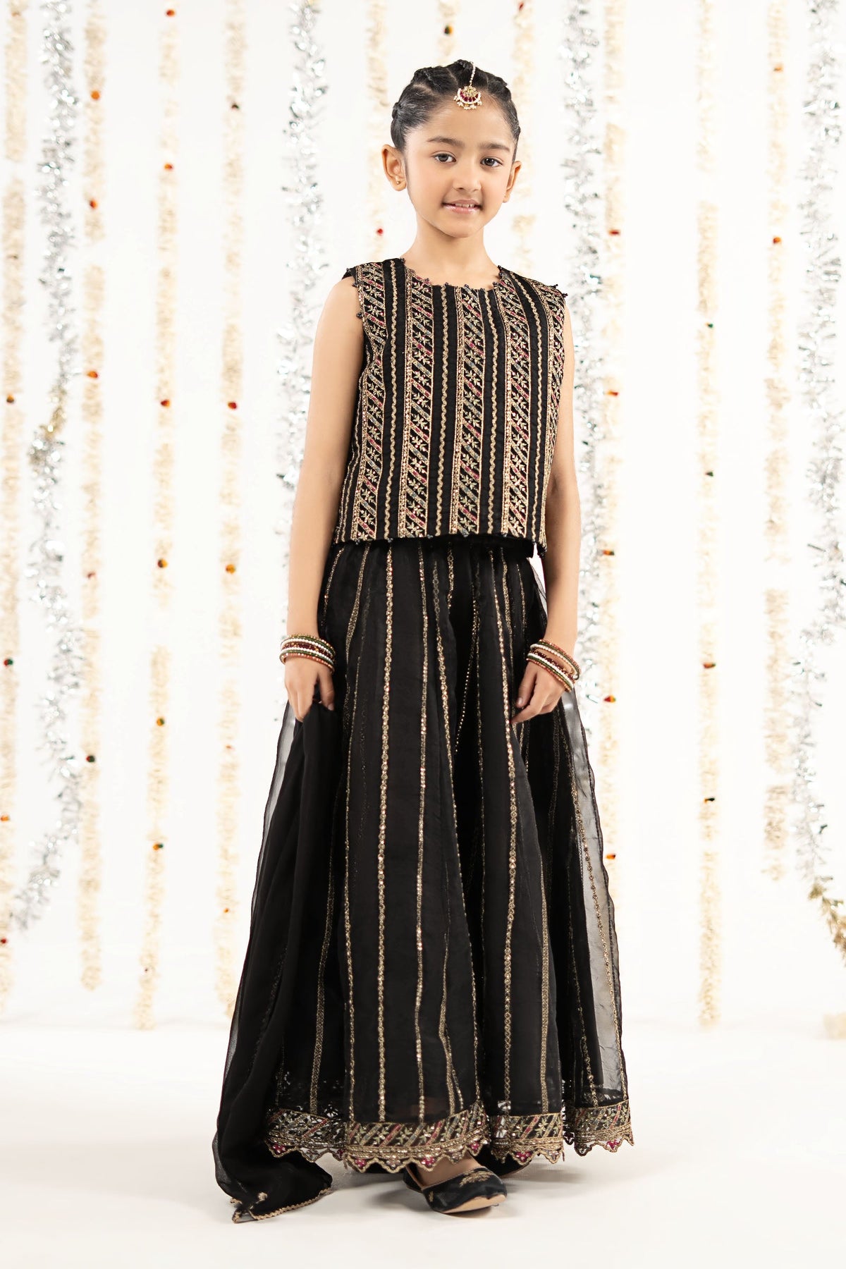 3 Piece Embroidered Organza Suit - by Maria Faisal - Registered Vendor of : Maria B Kids - 100% Original Designer Dress