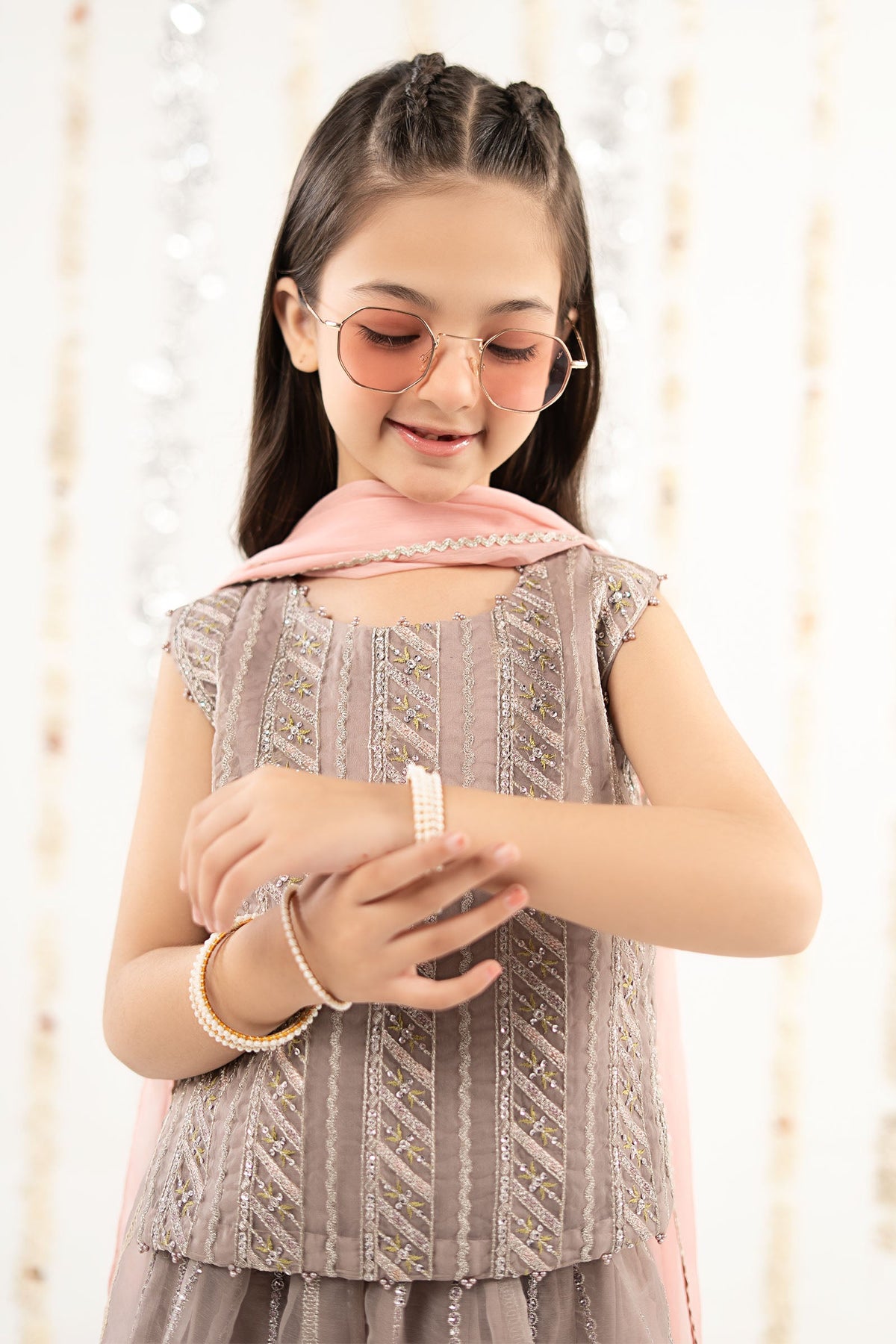 3 Piece Embroidered Organza Suit - by Maria Faisal - Registered Vendor of : Maria B Kids - 100% Original Designer Dress