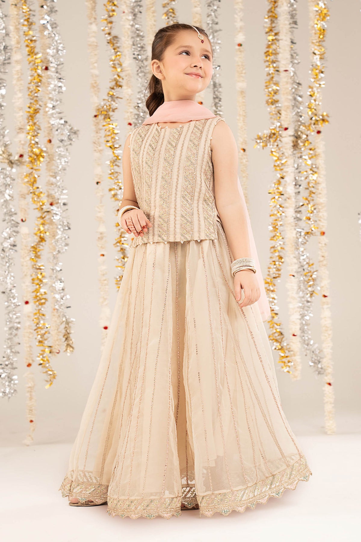 3 Piece Embroidered Organza Suit - Kids Clothing - available at Maria Faisal in UK and USA.