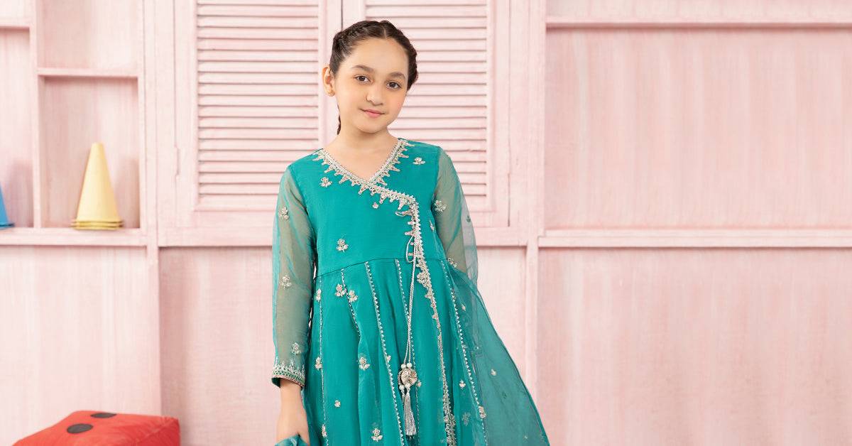 Maria B | 3 Piece Embroidered Organza Suit | MKS-PF24-01 by Maria Faisal - Registered Vendor of : Maria B - type : Kids Clothes - 100% original wedding dresses