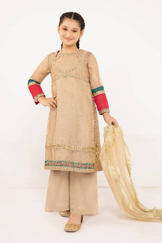 Maria B | 3 Piece Embroidered Zari Net Suit | MKS-PF24-03 by Maria Faisal - Registered Vendor of : Maria B - type : Kids Clothes - 100% original wedding dresses