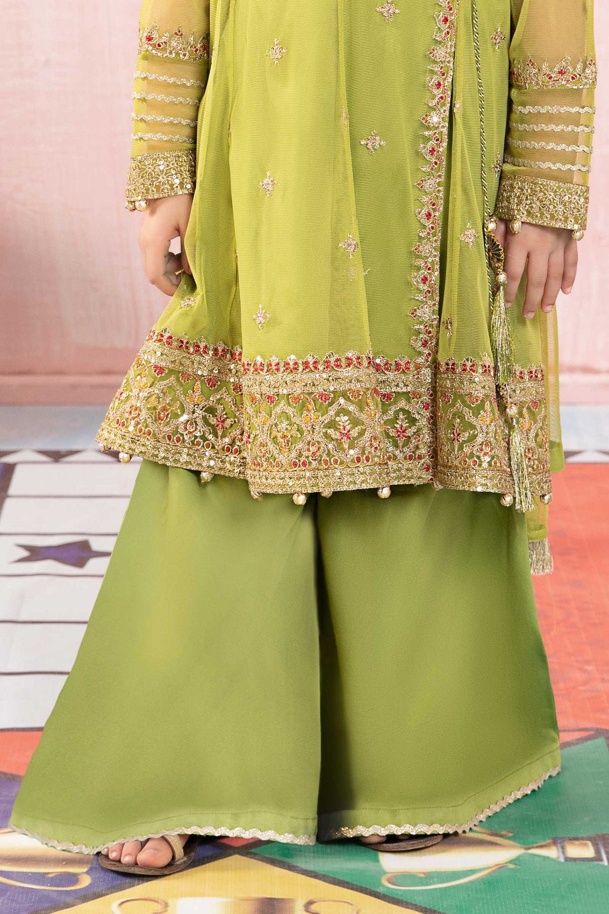 Maria B | 3 Piece Embroidered Net Suit | MKS-PF24-05 by Maria Faisal - Registered Vendor of : Maria B - type : Kids Clothes - 100% original wedding dresses