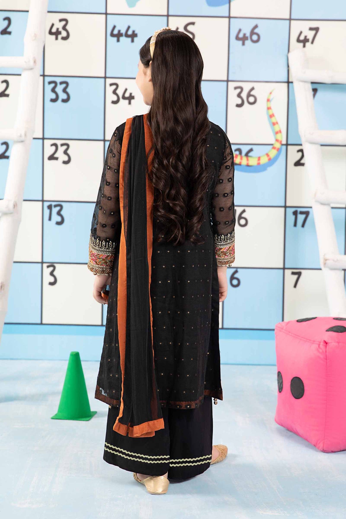 Maria B | 3 Piece Embroidered Cotton Zari Net Suit | MKS-PF24-06 by Maria Faisal - Registered Vendor of : Maria B - type : Kids Clothes - 100% original wedding dresses