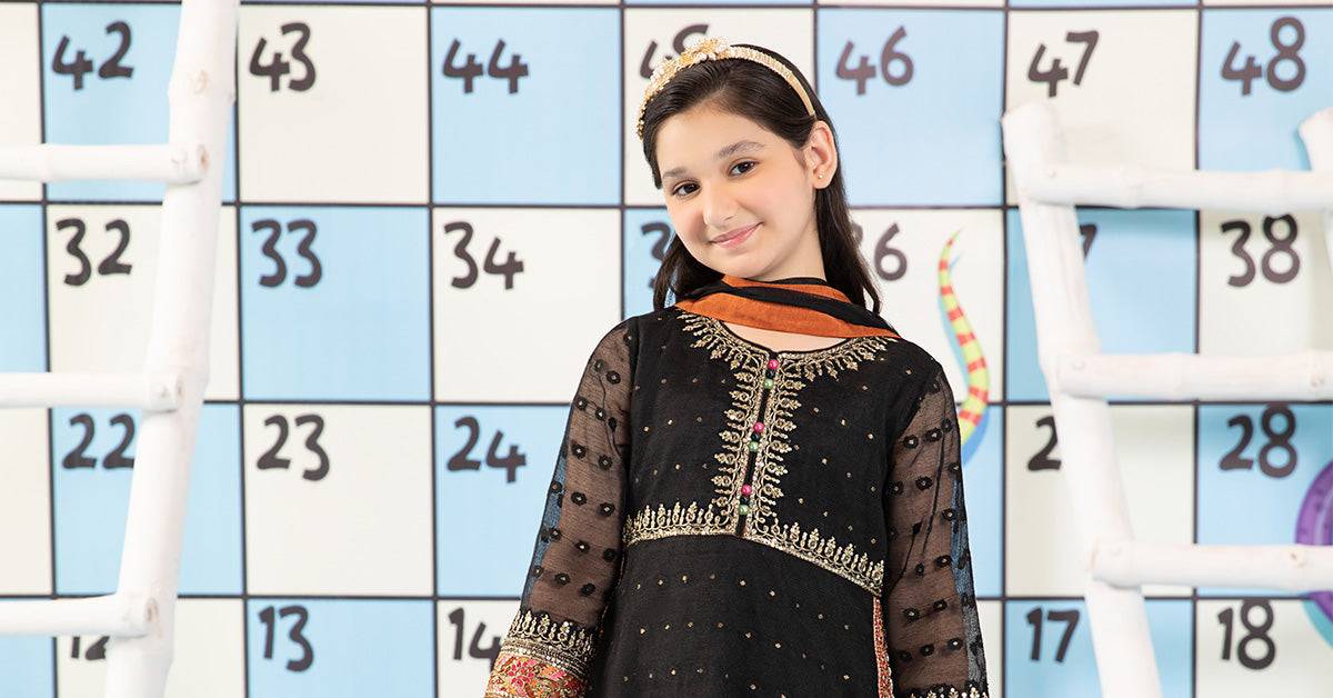 Maria B | 3 Piece Embroidered Cotton Zari Net Suit | MKS-PF24-06 by Maria Faisal - Registered Vendor of : Maria B - type : Kids Clothes - 100% original wedding dresses
