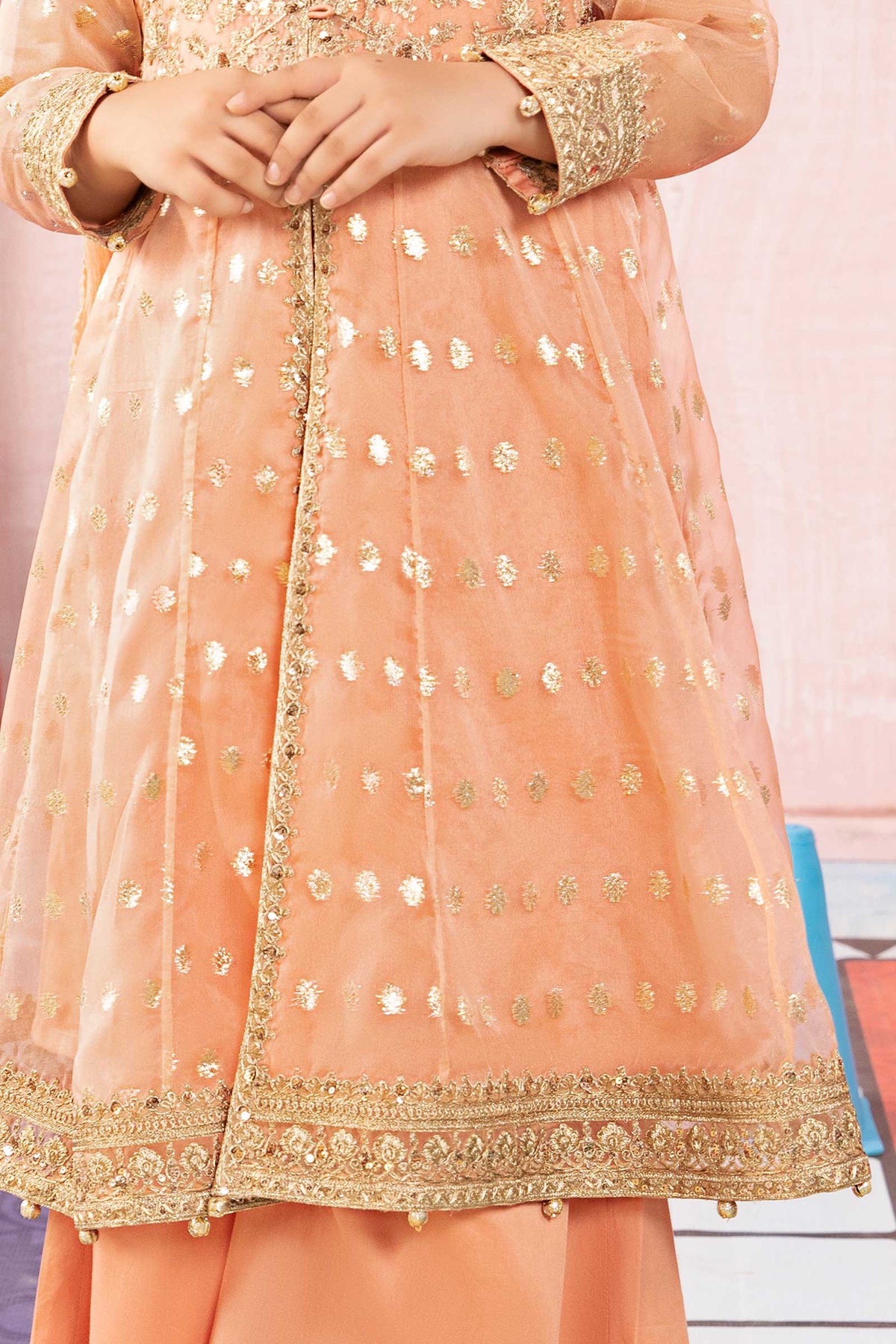 Maria B | 3 Piece Embroidered Organza Suit | MKS-PF24-07 by Maria Faisal - Registered Vendor of : Maria B - type : Kids Clothes - 100% original wedding dresses