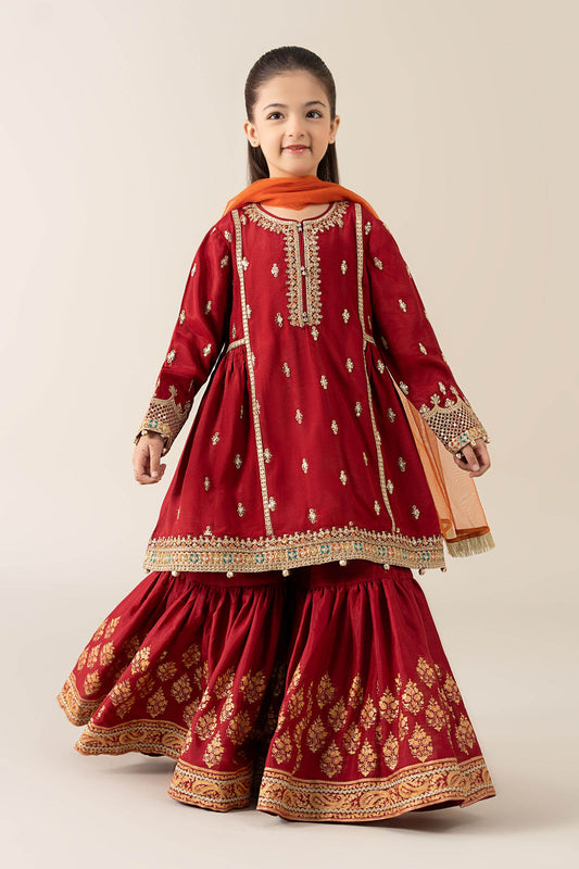 3 Piece Embroidered PK Raw Silk Suit - Kids Clothes - available at Maria Faisal in UK and USA