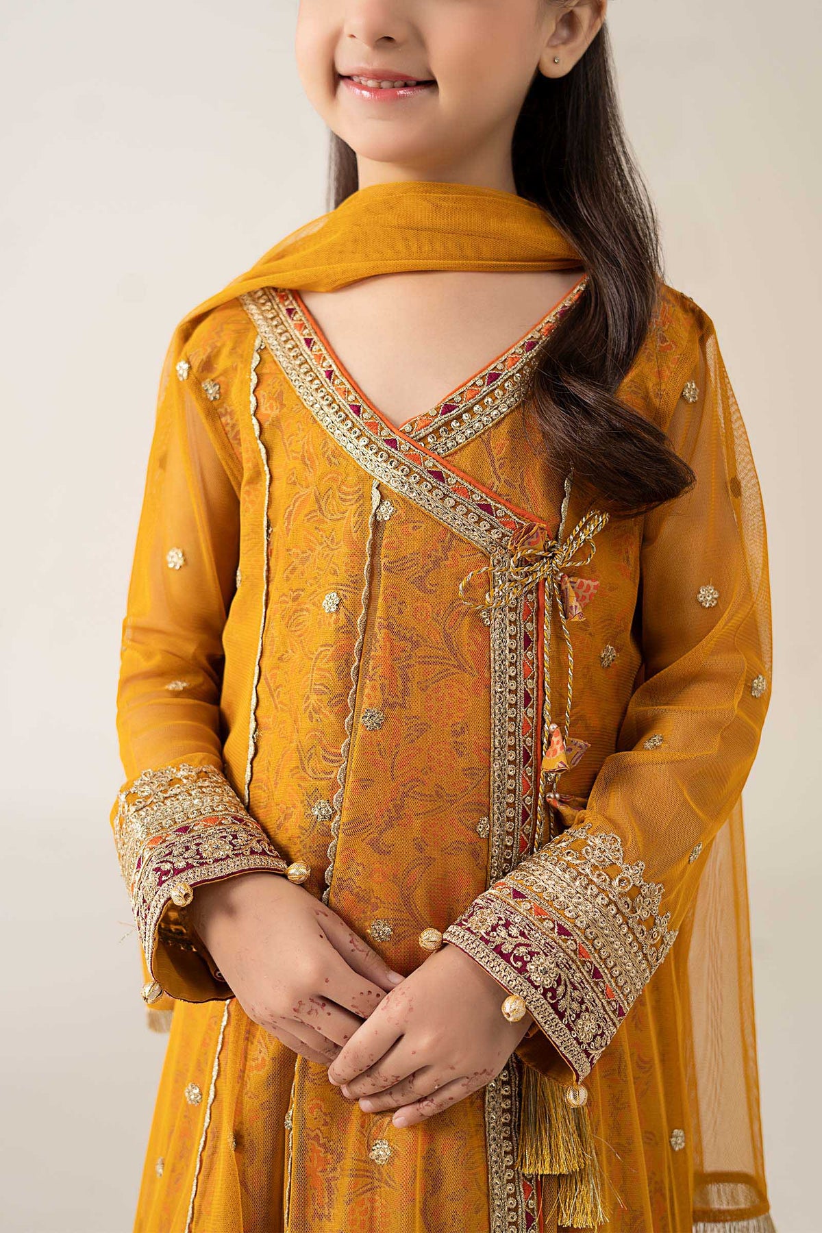 3 Piece Embroidered Poly Net Suit - Kids Clothes - available at Maria Faisal in UK and USA