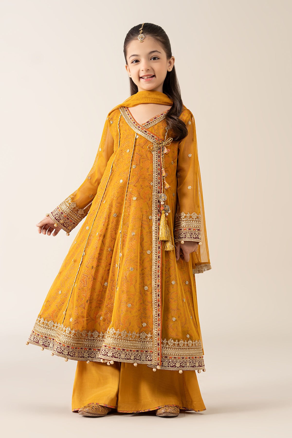 3 Piece Embroidered Poly Net Suit - Kids Clothes - available at Maria Faisal in UK and USA