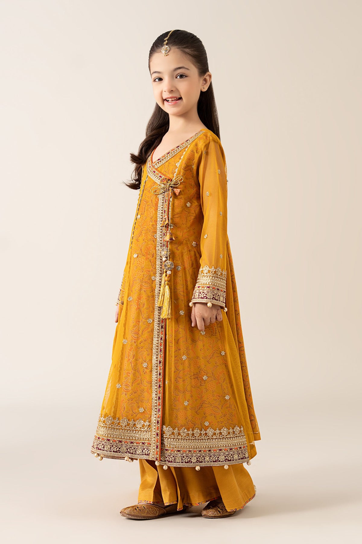 3 Piece Embroidered Poly Net Suit - Kids Clothes - available at Maria Faisal in UK and USA