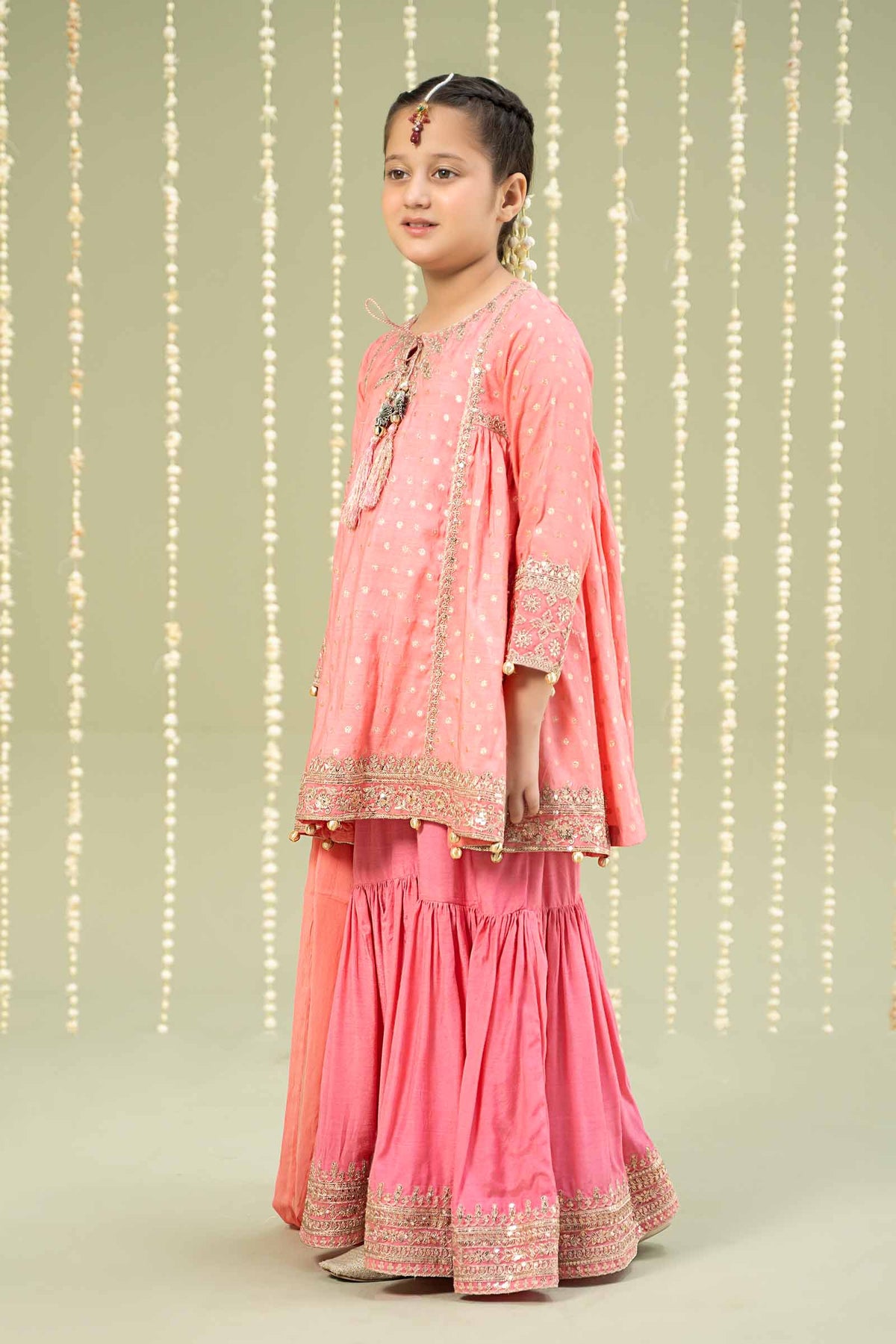 Maria B | 3 Piece Embroidered Paper Cotton Lurex Suit | MKS-W24-11 by Maria Faisal - Registered Vendor of : Maria B - type : Kids Clothes - 100% original wedding dresses