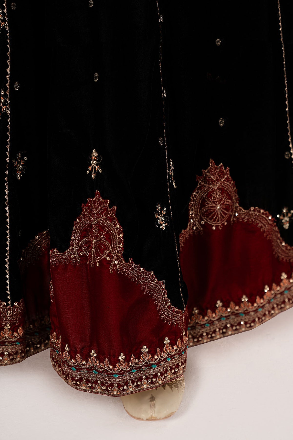 3 Piece Embroidered Velvet Suit - Festive Pakistani Kids Dresses - available at Maria Faisal in UK and USA